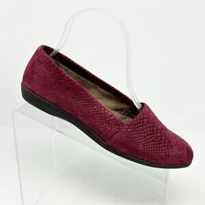Aerosoles Loafer Flats Womens Burgundy Snake Print Slip-On Comfort Shoes Size 7